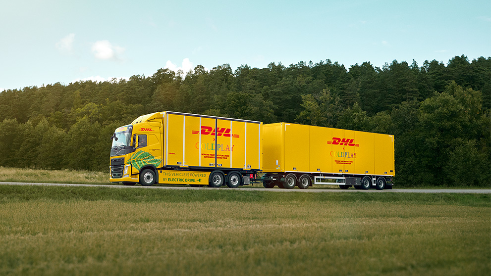 DHL truck with Coldplay branded on the side