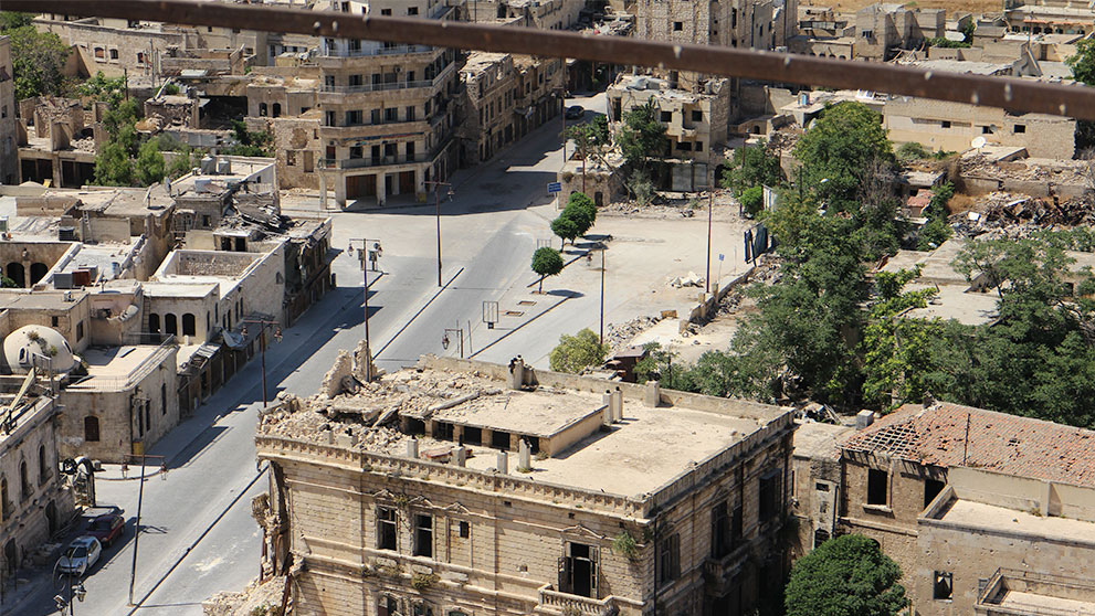 aerial view of Syrian town