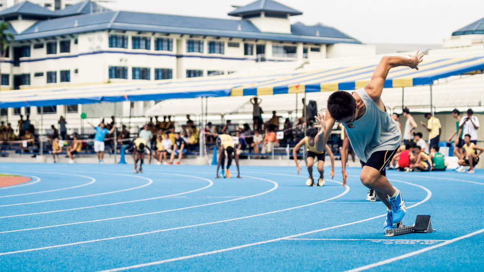 athletes on a race track