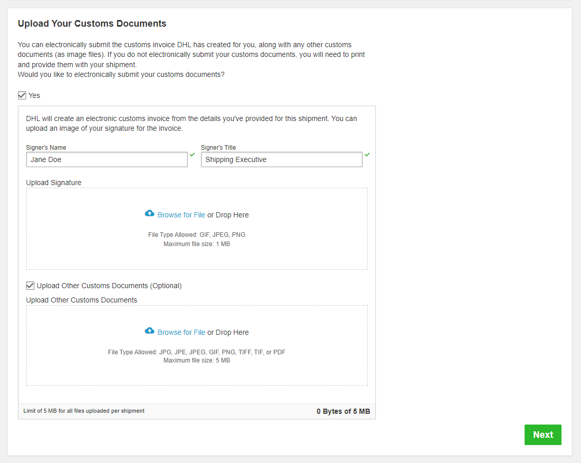 Digital Customs Invoice