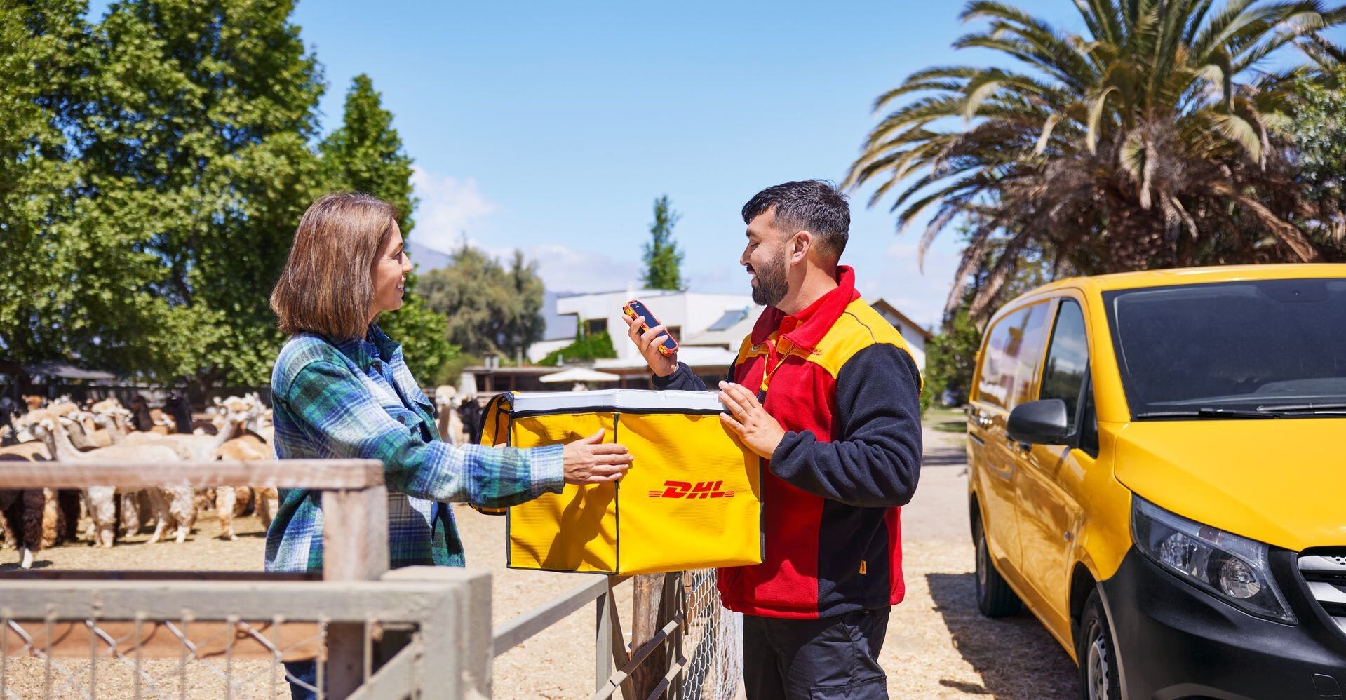 DHL Express employee delivering temperature-sensitive products to a customer in the Philippines