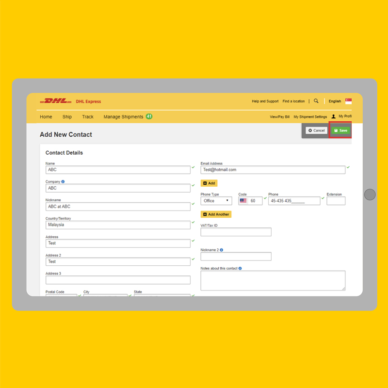 Add addresses manually by keying in correct