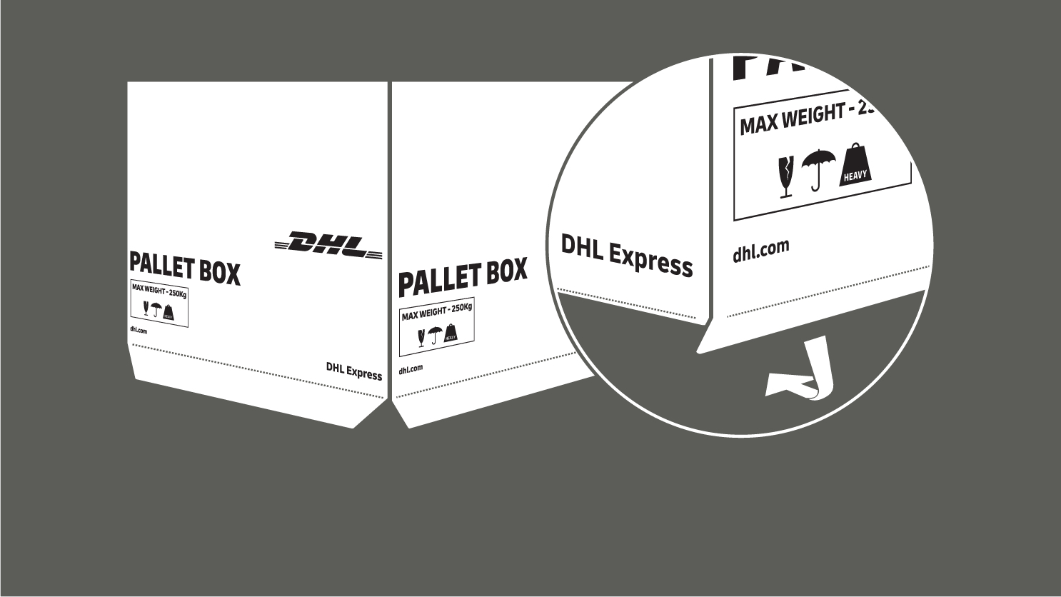 2. Fold along the foldline on all four sides of the box before fitting it into base of the pallet